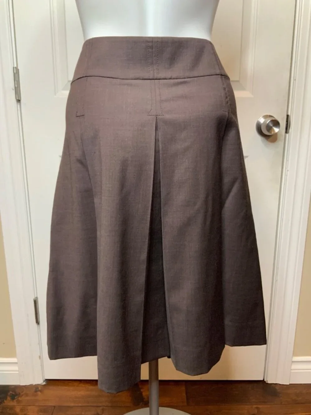 Tory Burch Brown Wool Pleated Skirt, Size 12